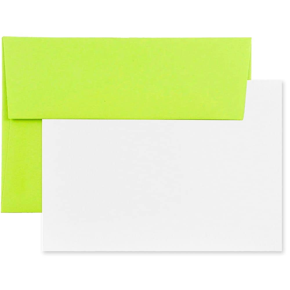 JAM Paper® Blank Greeting Cards Set, A7 Size, 5.25 x 7.25, Ultra Lime Green, 25/Pack (304624516)