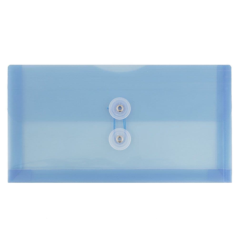 JAM Paper® Plastic Envelopes with Button and String Tie Closure, #10 Business Booklet, 5.25 x 10, Blue, 12/Pack (921B1BU)
