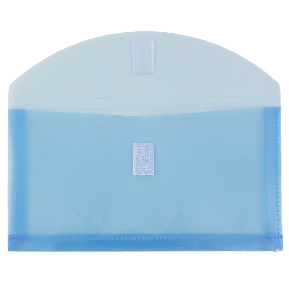 JAM Paper Standard Plastic Filing Envelope with Hook & Loop Closure, 5.25" x 10", Blue, 108/Box (921V1BUB)