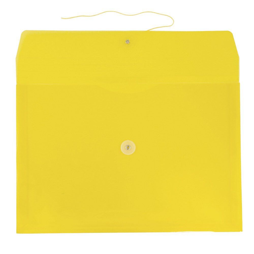 JAM Paper® Plastic Envelopes with Button and String Tie Closure, Legal Booklet, 9.75 x 14.5, Yellow, 12/Pack (219B1YE)