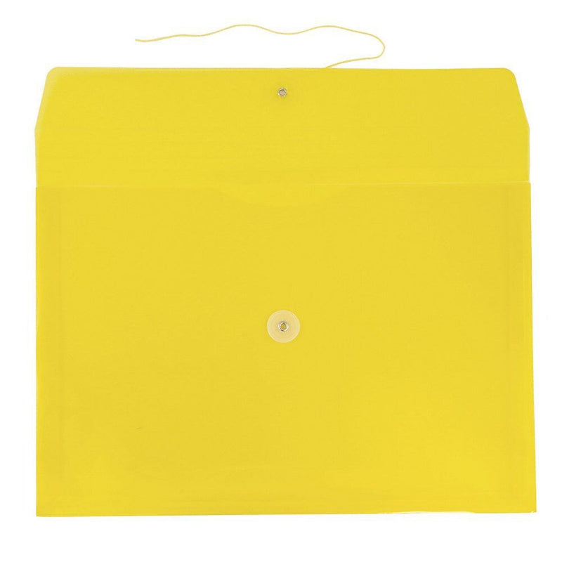 JAM Paper® Plastic Envelopes with Button and String Tie Closure, Legal Booklet, 9.75 x 14.5, Yellow, 12/Pack (219B1YE)