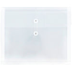 JAM Paper® Plastic Envelopes with Button and String Closure & 2 Dividers, Letter Booklet, 12.75 x 10.5, Clear, 12/Pack (JSF228)