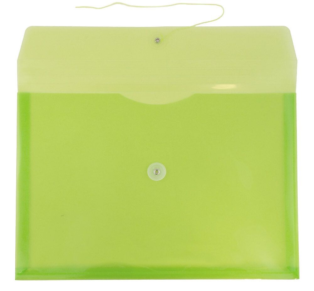 JAM Paper® Plastic Envelopes with Button and String Tie Closure, Letter Booklet, 9.75 x 13, Lime Green, 108/Pack (218B1LIB)