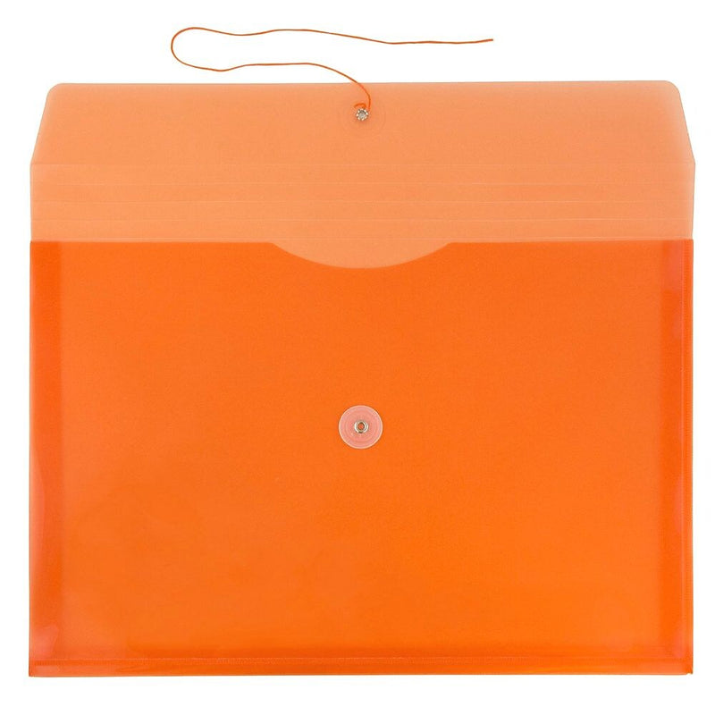 JAM Paper® Plastic Envelopes with Button and String Tie Closure, Letter Booklet, 9.75 x 13, Orange, 108/Pack (218B1ORB)