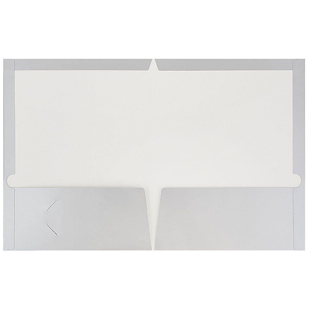 JAM Paper Glossy 2-Pocket Portfolio Folder, Silver, 6/Pack (385Gsia)