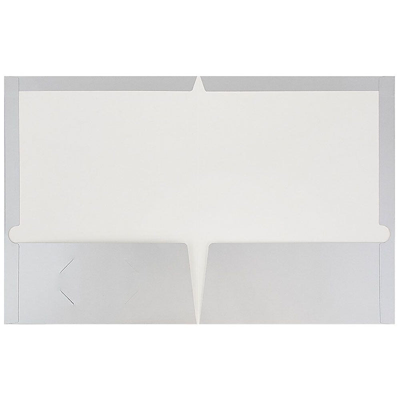 JAM Paper Glossy 2-Pocket Portfolio Folder, Silver, 6/Pack (385Gsia)
