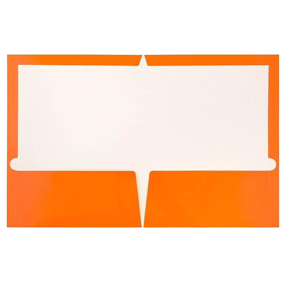 JAM Paper Laminated 2-Pocket Glossy Presentation Folders, Orange, 25/Pack (385GORD)