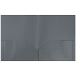 JAM Paper POP 2-Pocket Portfolio Plastic Folder, Gray, 96/Box (382EGYB)