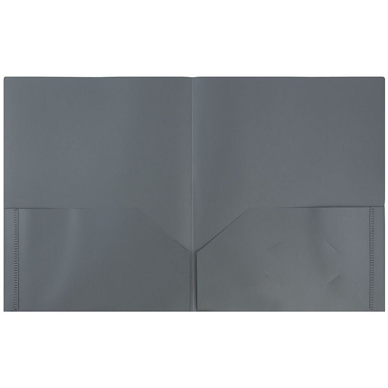 JAM Paper POP 2-Pocket Portfolio Plastic Folder, Gray, 96/Box (382EGYB)