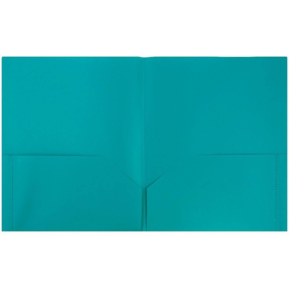 JAM Paper POP Two-Pocket Plastic Folders, Teal, 6/Pack (382Eted)
