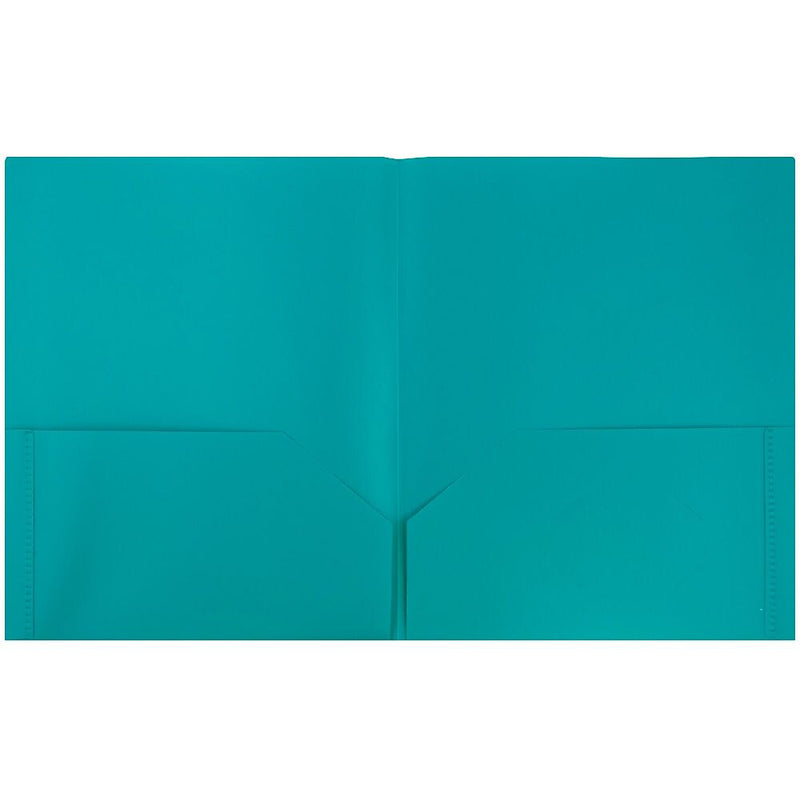 JAM Paper POP Two-Pocket Plastic Folders, Teal, 6/Pack (382Eted)