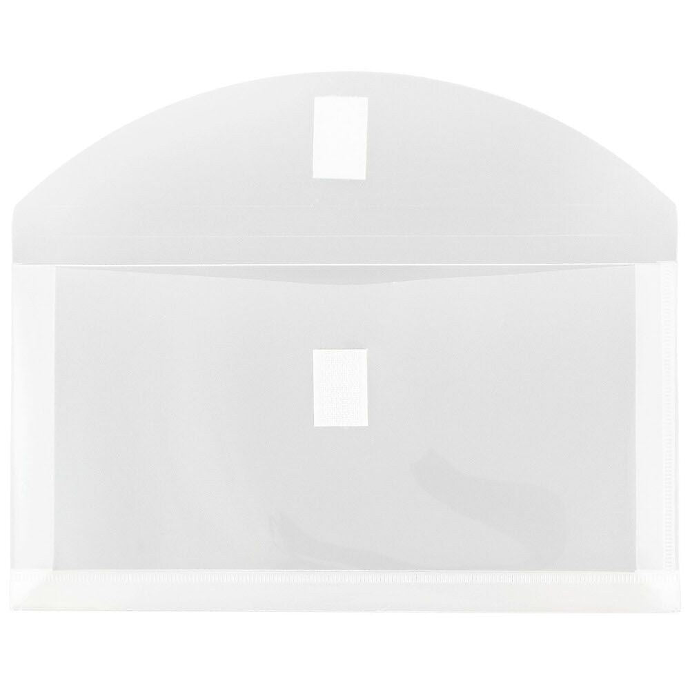 JAM Paper Plastic Filing Envelope with Hook & Loop Closure, 5.25" x 10", Clear, 12/Pack (921V1CL)