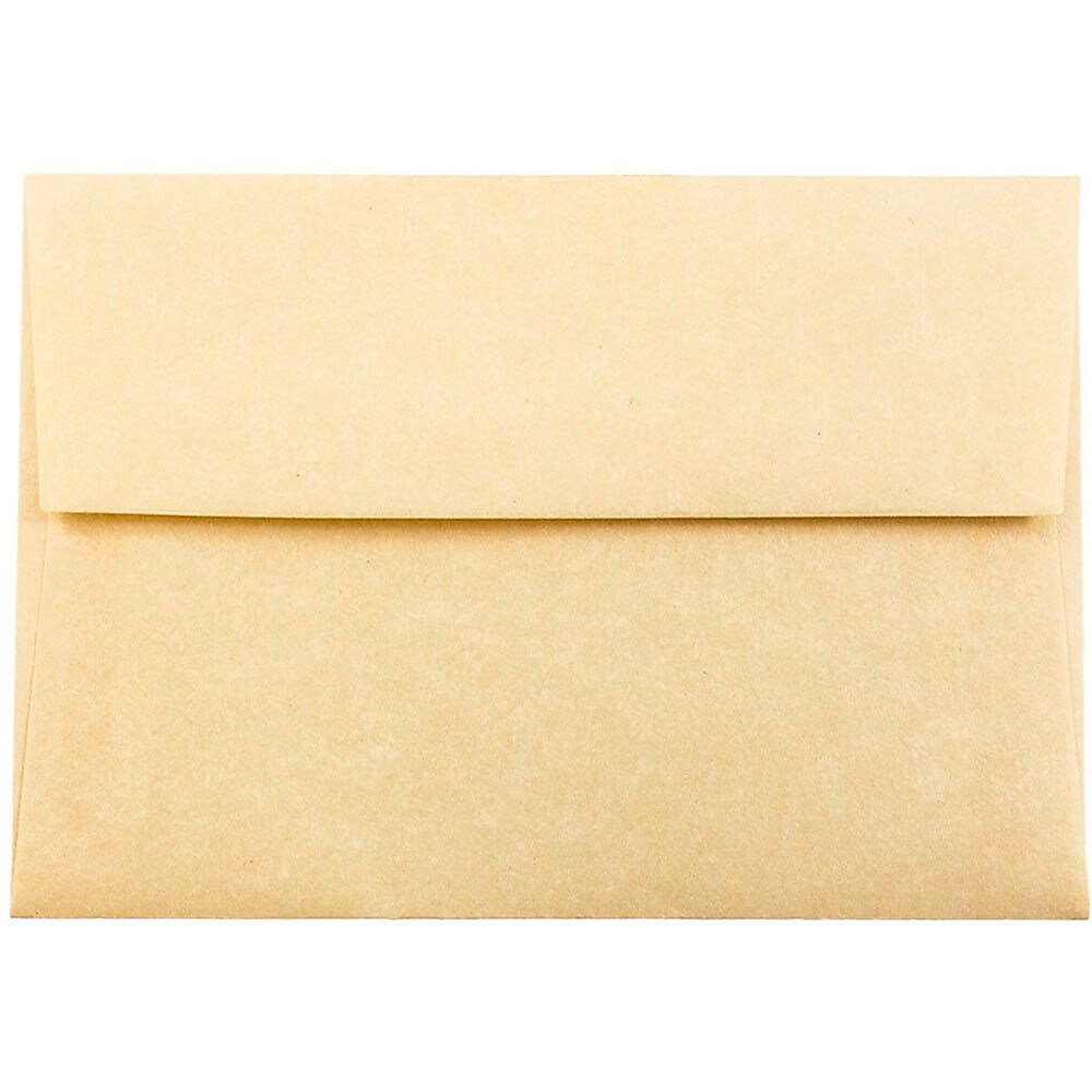 JAM Paper® Blank Greeting Cards Set, 4Bar A1 Size, 3.625 x 5.125, Parchment Antique Gold Recycled, 25/Pack (304624541)