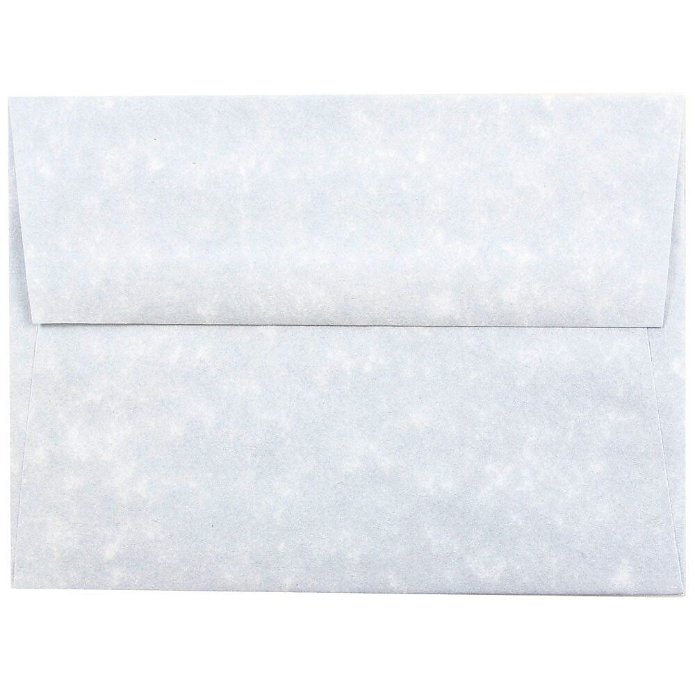 JAM Paper® Blank Greeting Cards Set, A7 Size, 5.25 x 7.25, Parchment Blue Recycled, 25/Pack (304624548)