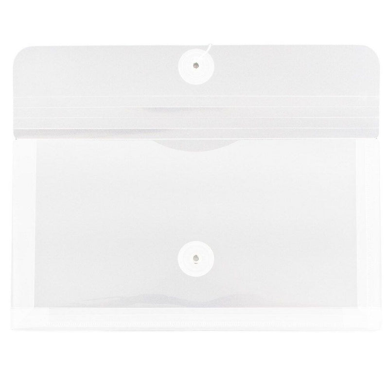 JAM Paper® #10 Plastic Envelopes with Button and String Tie Closure, 5 1/4 x 10, Clear Poly, 12/pack (921B1CL)
