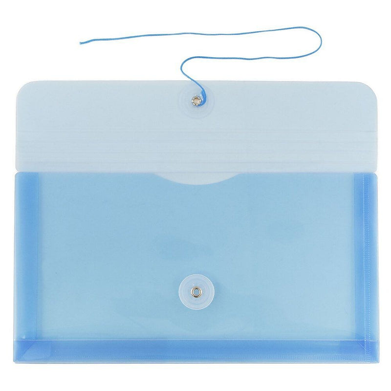 JAM Paper® Plastic Envelopes with Button and String Tie Closure, #10 Business Booklet, 5.25 x 10, Blue, 12/Pack (921B1BU)