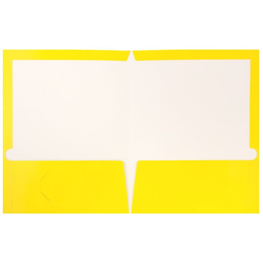 JAM Paper Laminated 2-Pocket Glossy Presentation Folders, Yellow, 25/Pack (385GYED)