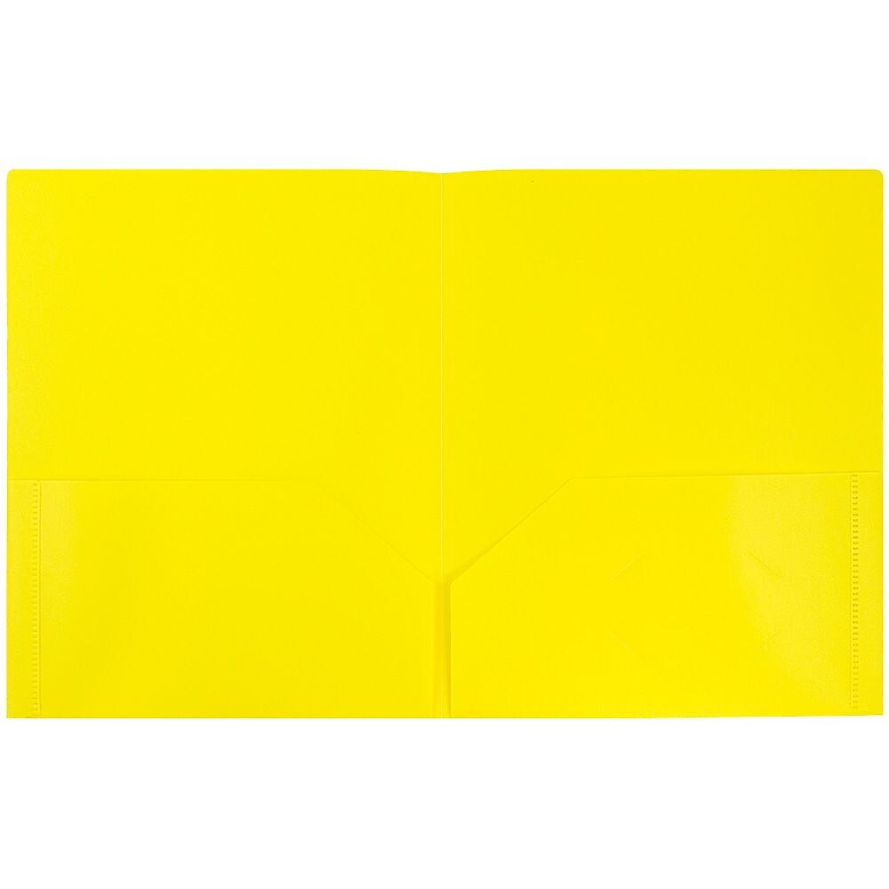 JAM Paper POP 2-Pocket Plastic Folder, Yellow, 6/Pack (382Eyed)