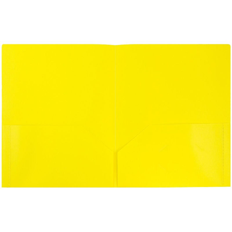 JAM Paper POP 2-Pocket Plastic Folder, Yellow, 6/Pack (382Eyed)
