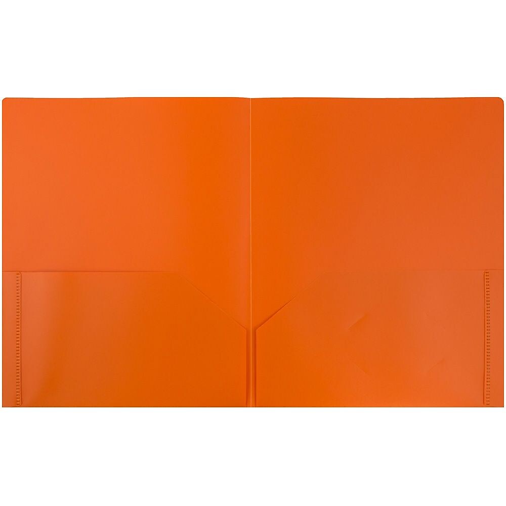 JAM Paper POP Two-Pocket Plastic Folders, Orange, 6/Pack (382Eord)