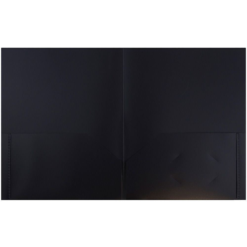 JAM Paper POP Two-Pocket Plastic Folders, Black, 6/Pack (382Ebld)