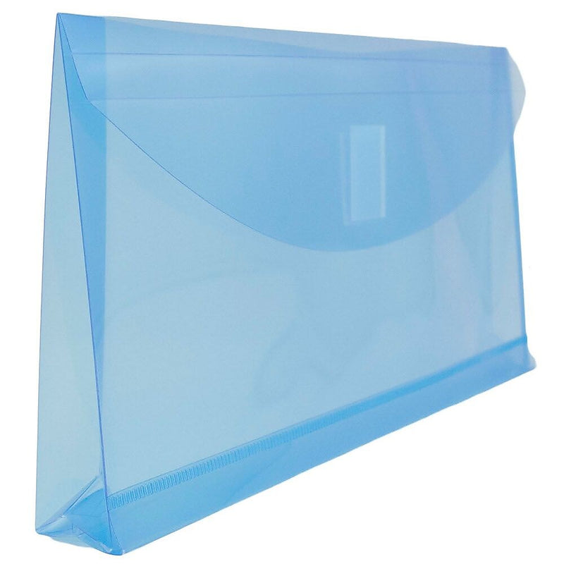 JAM Paper Standard Plastic Filing Envelope with Hook & Loop Closure, 5.25" x 10", Blue, 108/Box (921V1BUB)