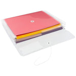 JAM Paper® Plastic Envelopes with Button and String Closure & 2 Dividers, Letter Booklet, 12.75 x 10.5, Clear, 12/Pack (JSF228)