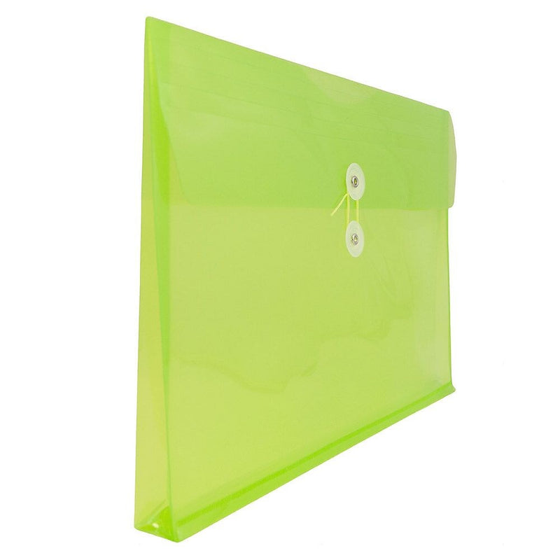 JAM Paper® Plastic Envelopes with Button and String Tie Closure, Letter Booklet, 9.75 x 13, Lime Green, 108/Pack (218B1LIB)