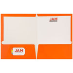 JAM Paper Laminated 2-Pocket Glossy Presentation Folders, Orange, 25/Pack (385GORD)