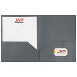 JAM Paper POP 2-Pocket Portfolio Plastic Folder, Gray, 96/Box (382EGYB)