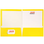JAM Paper Laminated 2-Pocket Glossy Presentation Folders, Yellow, 25/Pack (385GYED)