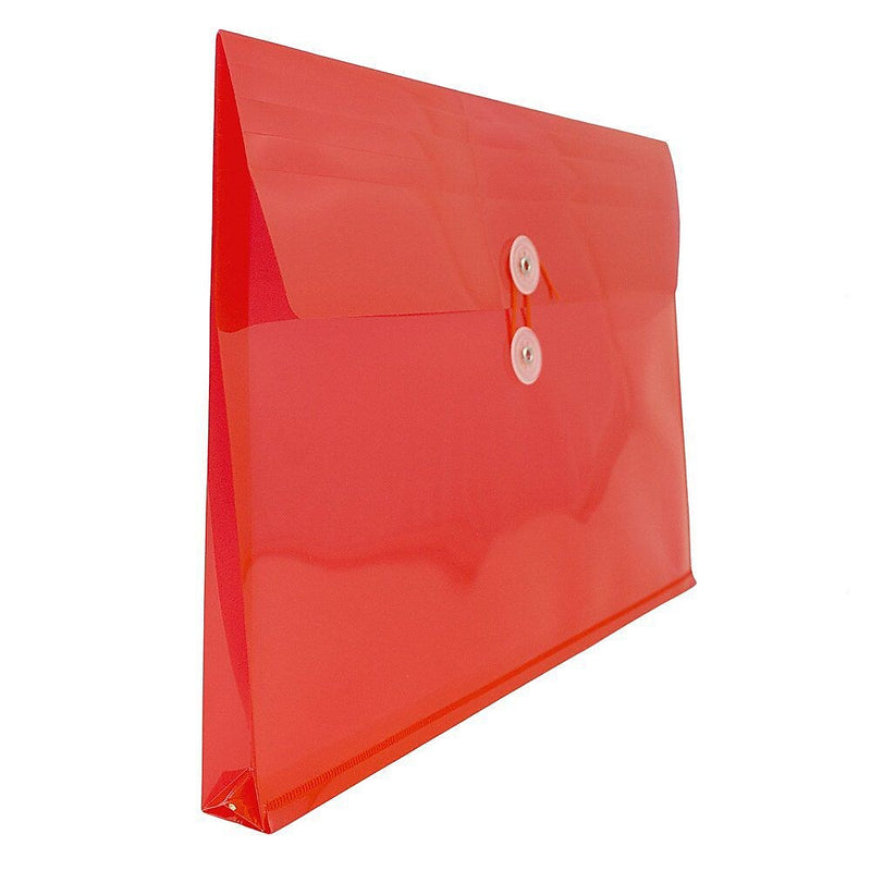 JAM Paper® Plastic Envelopes with Button and String Tie Closure, Legal Booklet, 9.75 x 14.5, Red, 12/Pack (219B1RE)
