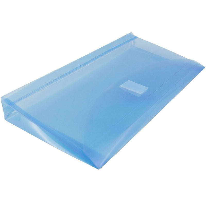 JAM Paper Standard Plastic Filing Envelope with Hook & Loop Closure, 5.25" x 10", Blue, 108/Box (921V1BUB)
