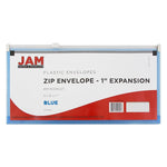 JAM Paper Expanding Wallet with Zipper Closure, 4.75" x 9.5", Blue, 12/Pack (921Z1BU)
