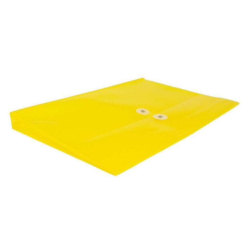 JAM Paper® Plastic Envelopes with Button and String Tie Closure, Legal Booklet, 9.75 x 14.5, Yellow, 12/Pack (219B1YE)
