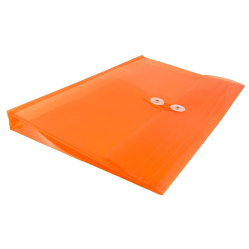 JAM Paper® Plastic Envelopes with Button and String Tie Closure, Letter Booklet, 9.75 x 13, Orange, 108/Pack (218B1ORB)