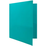 JAM Paper POP Two-Pocket Plastic Folders, Teal, 6/Pack (382Eted)