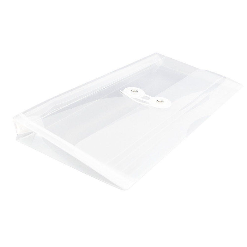 JAM Paper® #10 Plastic Envelopes with Button and String Tie Closure, 5 1/4 x 10, Clear Poly, 12/pack (921B1CL)