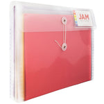 JAM Paper® Plastic Envelopes with Button and String Closure & 2 Dividers, Letter Booklet, 12.75 x 10.5, Clear, 12/Pack (JSF228)