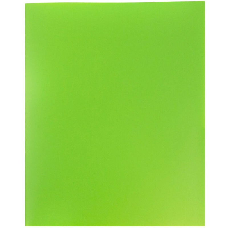 JAM Paper POP 2-Pocket Portfolio Plastic Folder, Lime Green, 96/Box (382ELIGRB)