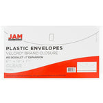 JAM Paper Plastic Filing Envelope with Hook & Loop Closure, 5.25" x 10", Clear, 12/Pack (921V1CL)