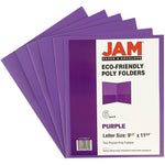 JAM Paper POP Two-Pocket Plastic Folders, Purple, 6/Pack (382Epud)