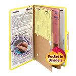 Smead Pressboard Classification File Folder w/Wallet Divider and SafeSHIELD Fasteners, 2" Exp., Legal, Yellow, 10/Box (19084)