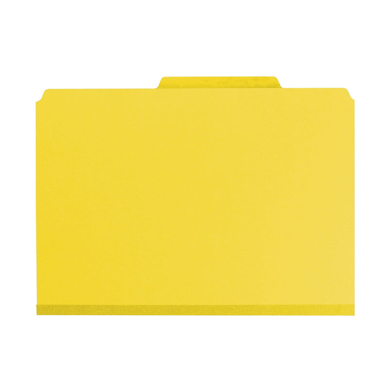 Smead Pressboard Classification File Folder w/Wallet Divider and SafeSHIELD Fasteners, 2" Exp., Legal, Yellow, 10/Box (19084)