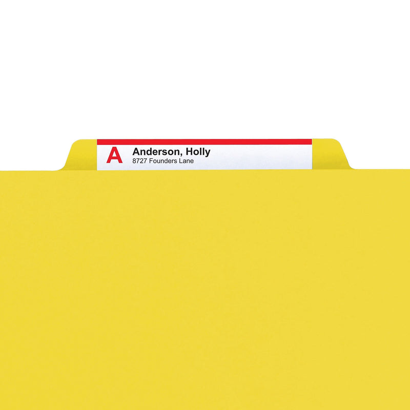 Smead Pressboard Classification File Folder w/Wallet Divider and SafeSHIELD Fasteners, 2" Exp., Legal, Yellow, 10/Box (19084)