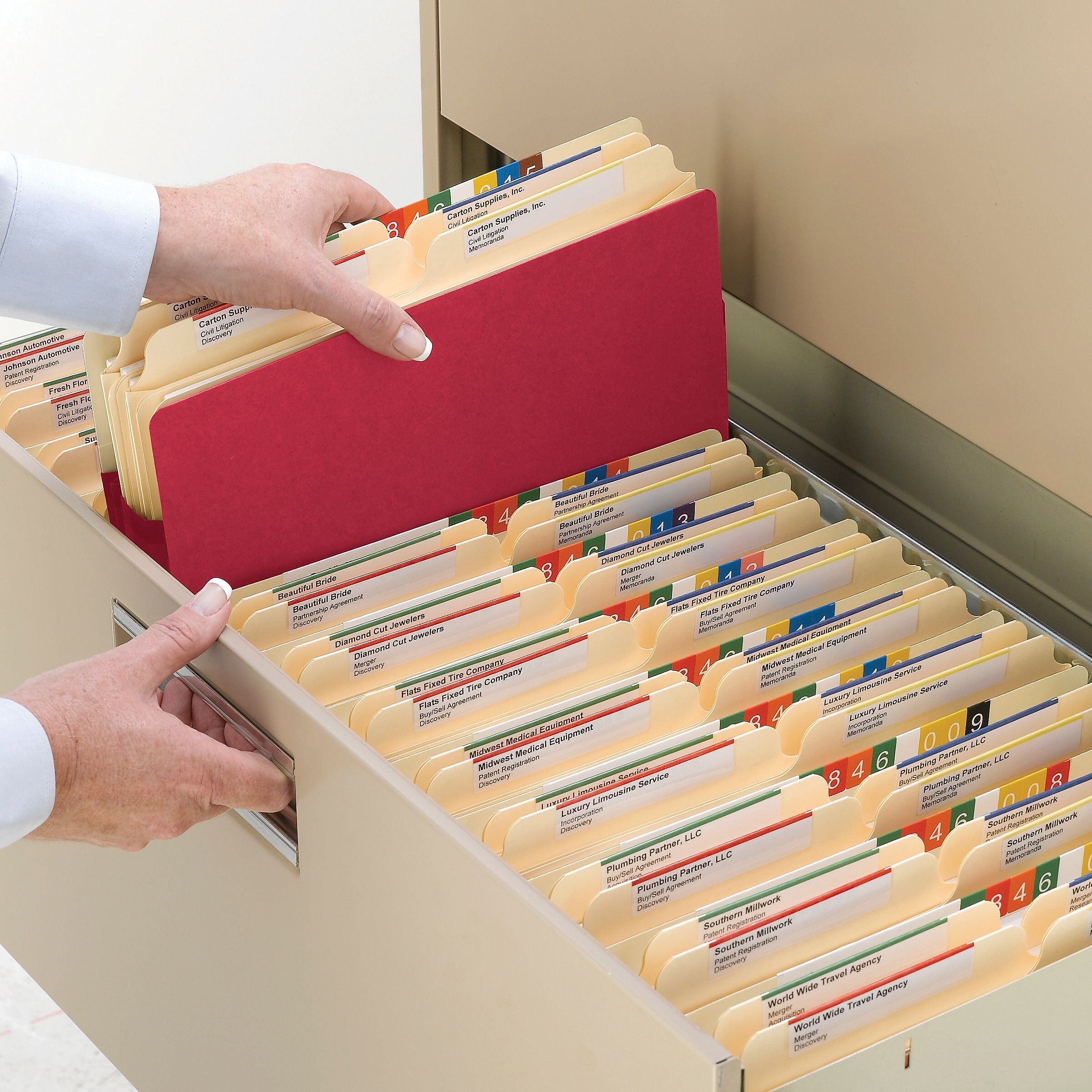 Smead File Pocket, Straight-Cut Tab, 1-3/4" Expansion, Letter Size, Red (73221)