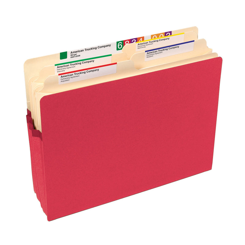 Smead File Pocket, Straight-Cut Tab, 1-3/4" Expansion, Letter Size, Red (73221)