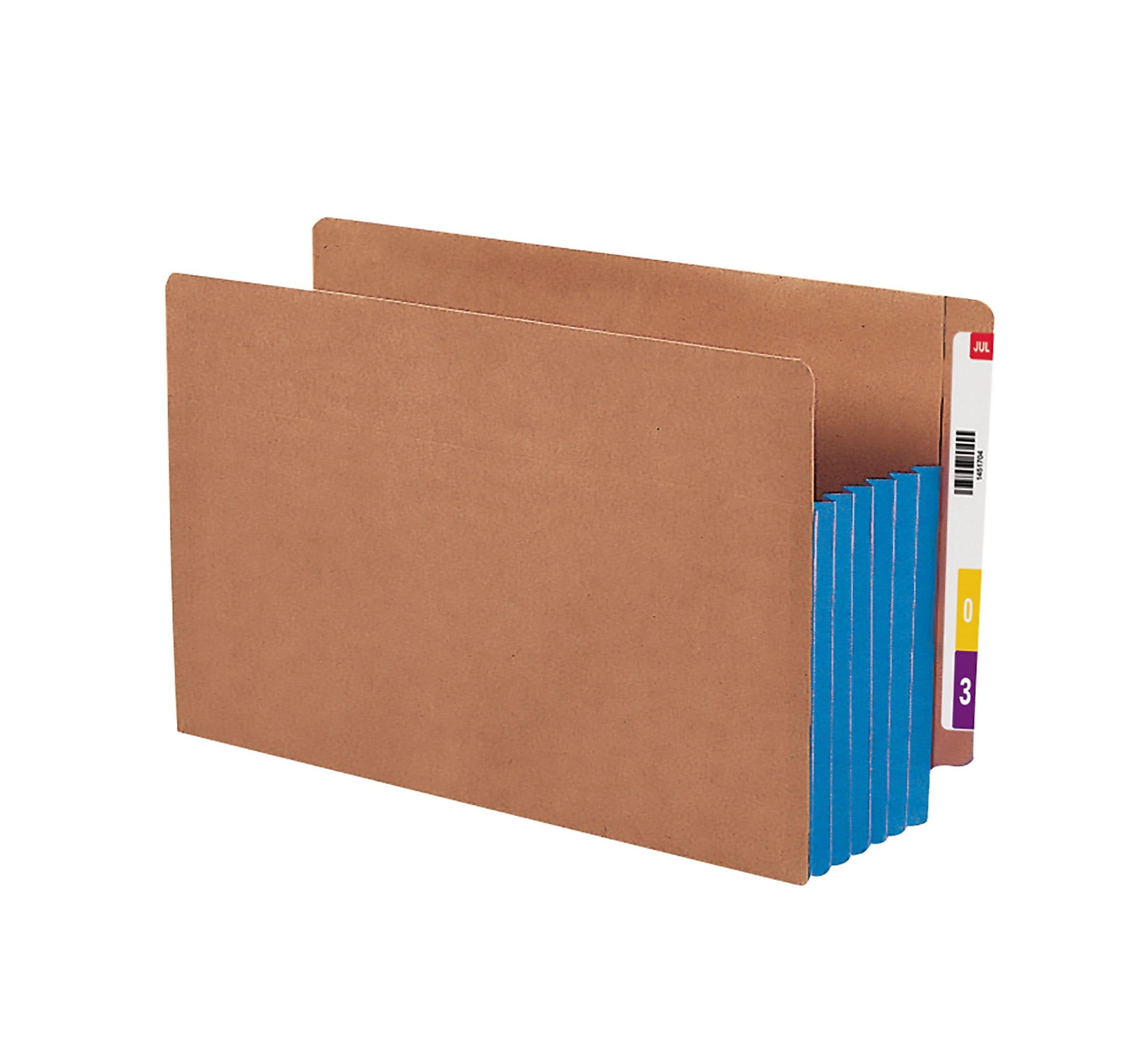 Smead 30% Recycled Heavyweight Reinforced File Pocket, 5 1/4" Expansion, Legal Size, Blue, 10/Box (74689)