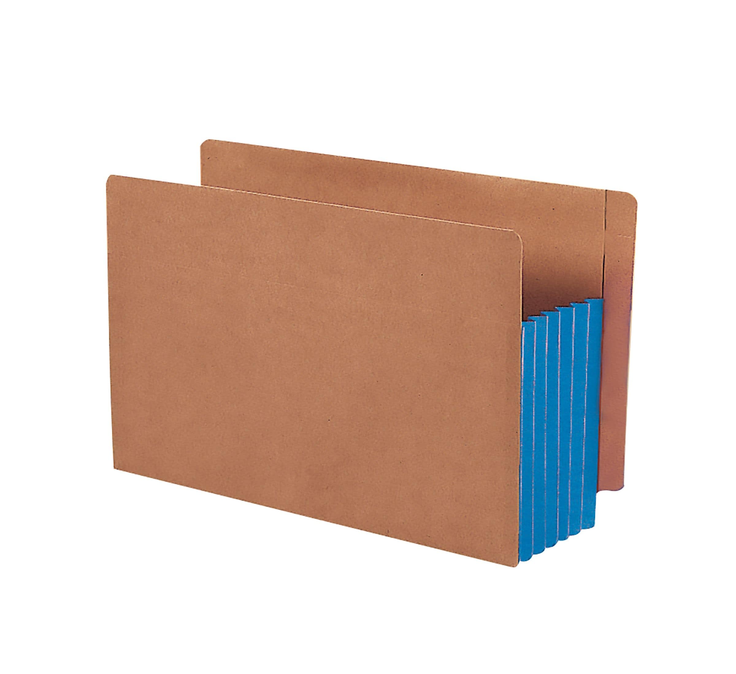 Smead 30% Recycled Heavyweight Reinforced File Pocket, 5 1/4" Expansion, Legal Size, Blue, 10/Box (74689)