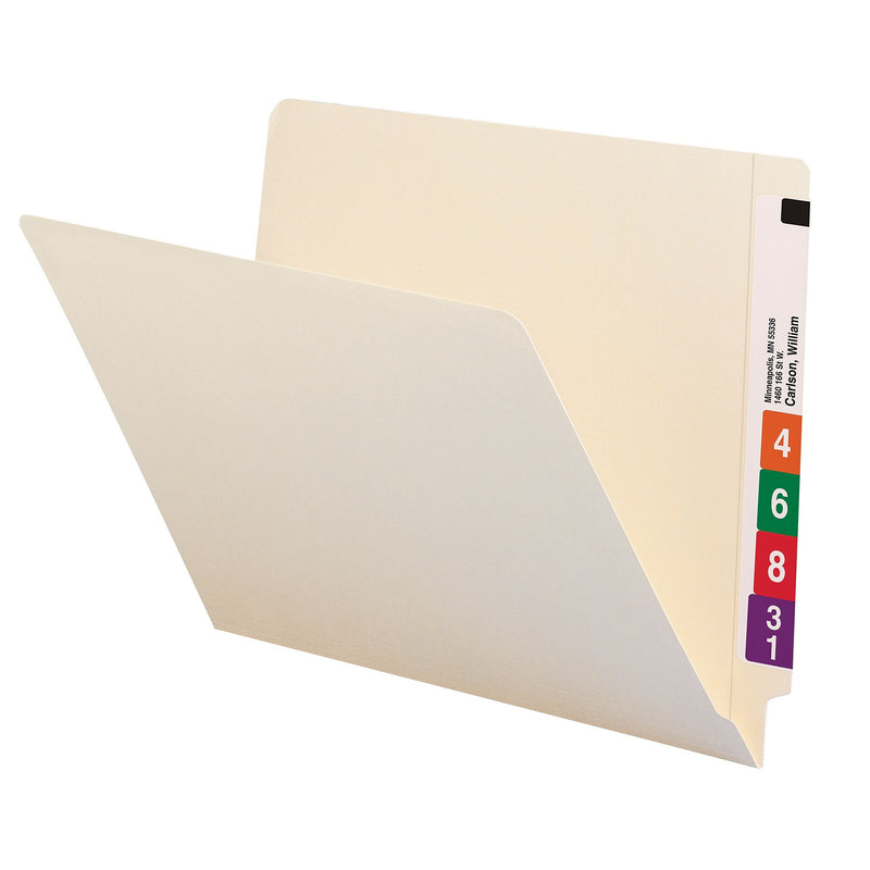 Smead Shelf-Master 100% Recycled End Tab File Folder, Straight Cut, Letter Size, Manila, 100/Box (24160)